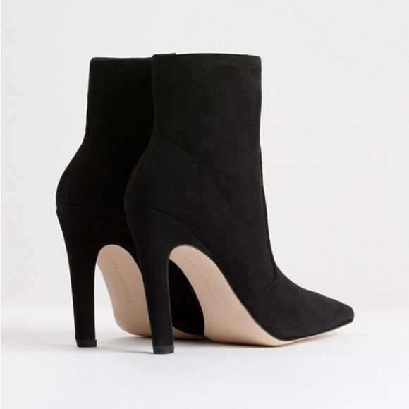 NWOB RARE GOOD AMERICAN Black Faux Suede Booties - Picture 4 of 10